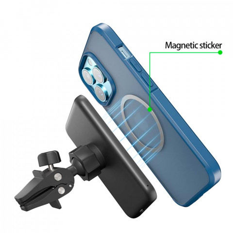 Автотримач з бездротовою зарядкою MagSafe Blueo Car Magnetic Wireless Charger Black для iPhone 